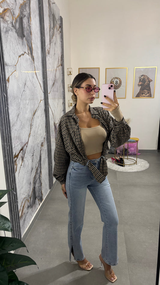 Jeans alta vita spacchetti laterali