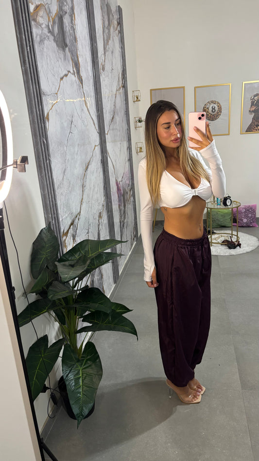 Pants ballon satin prugna