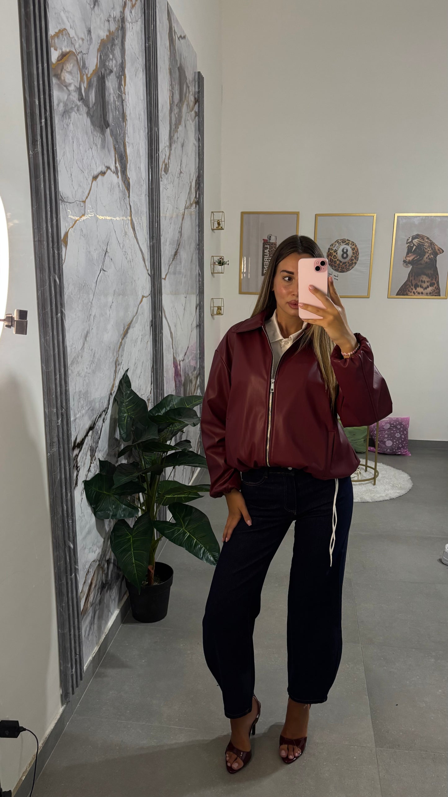 Bomber eco- pelle bordeaux