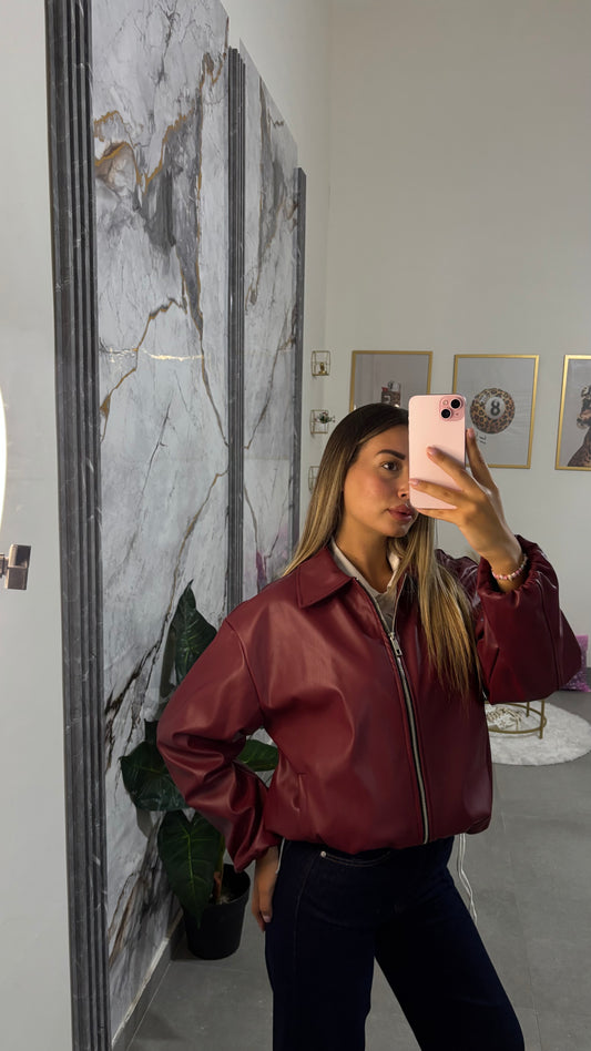 Bomber eco- pelle bordeaux