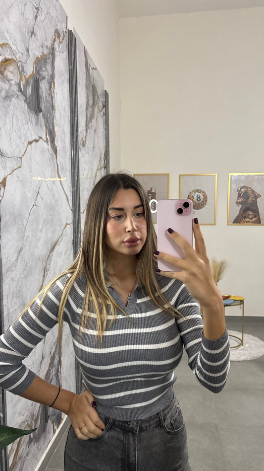 Maglione righe grigio