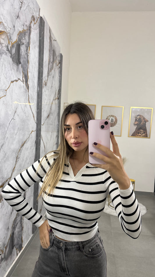 Maglione righe bianco