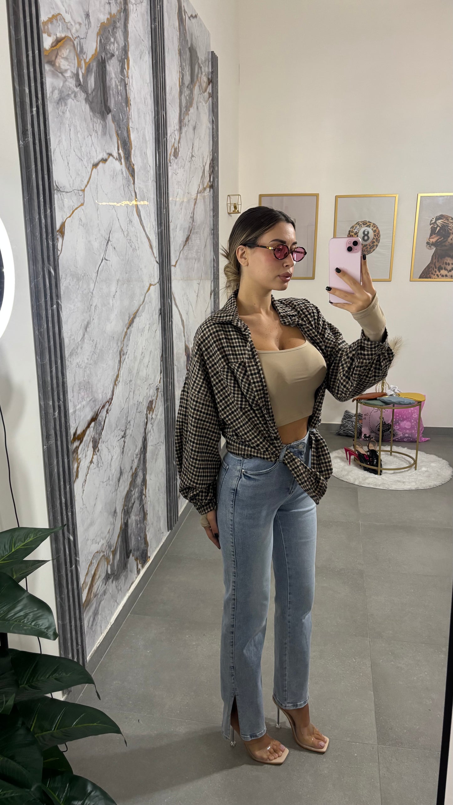 Jeans alta vita spacchetti laterali