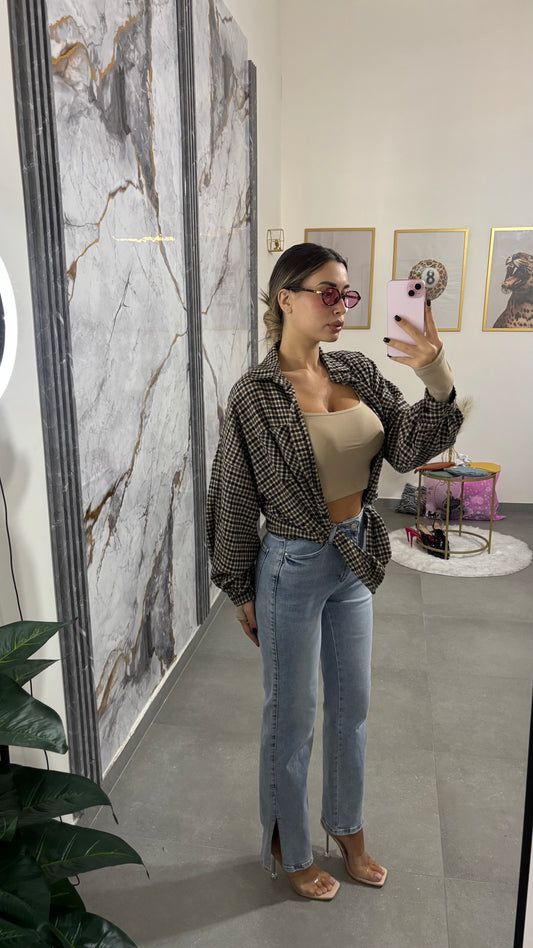 Jeans alta vita spacchetti laterali