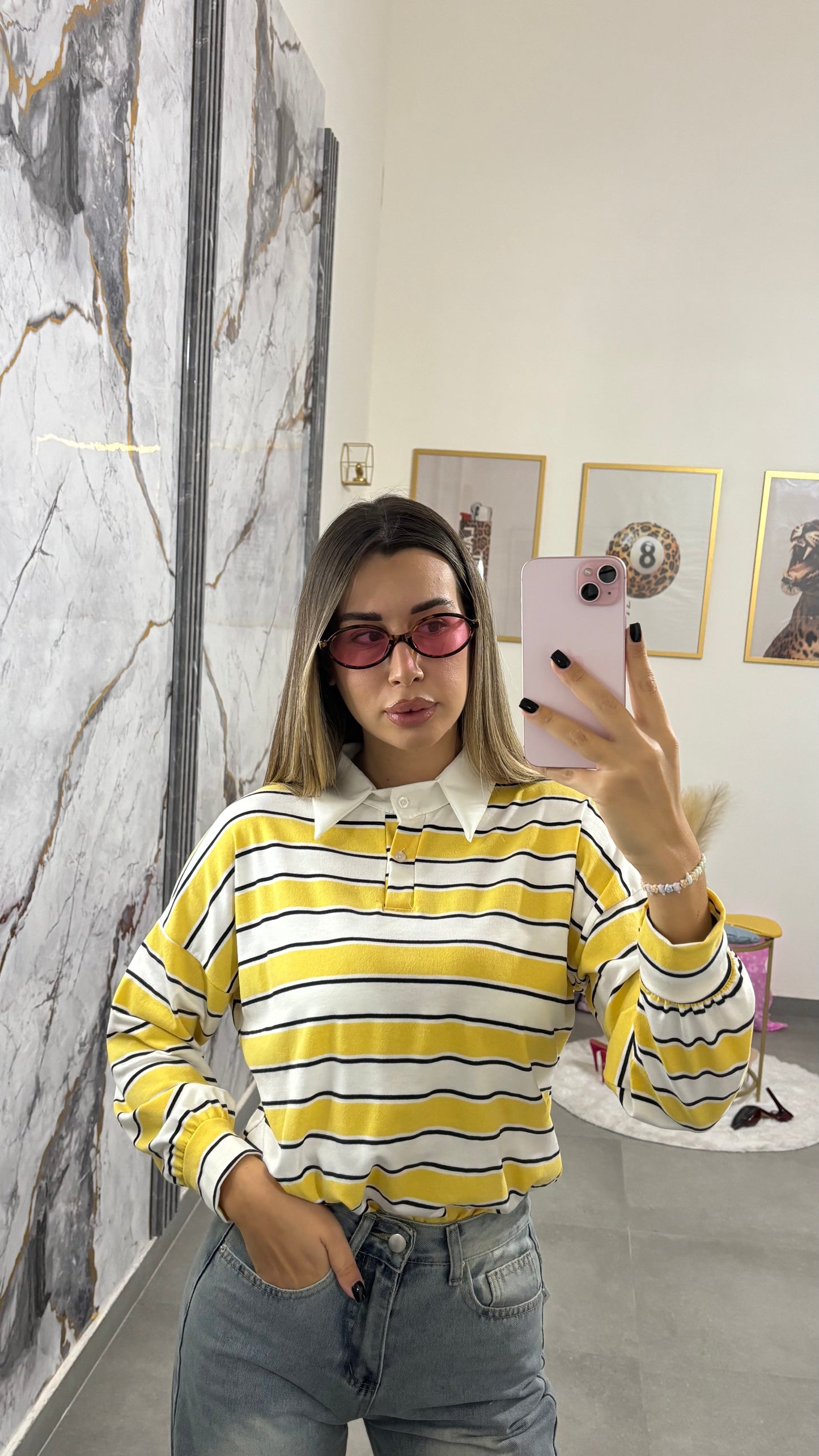 Maglia righe colletto