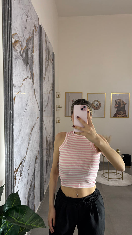 Canotta righe rosa