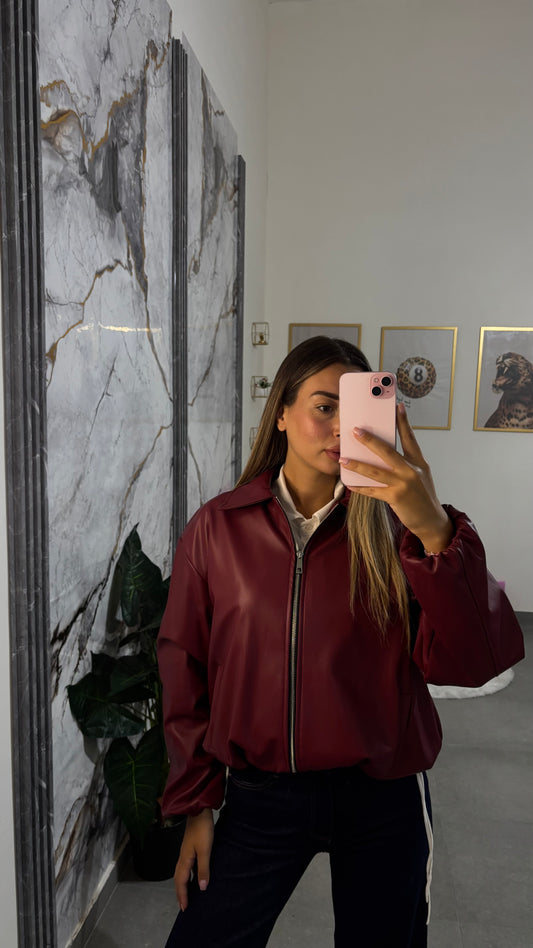 Bomber eco- pelle bordeaux