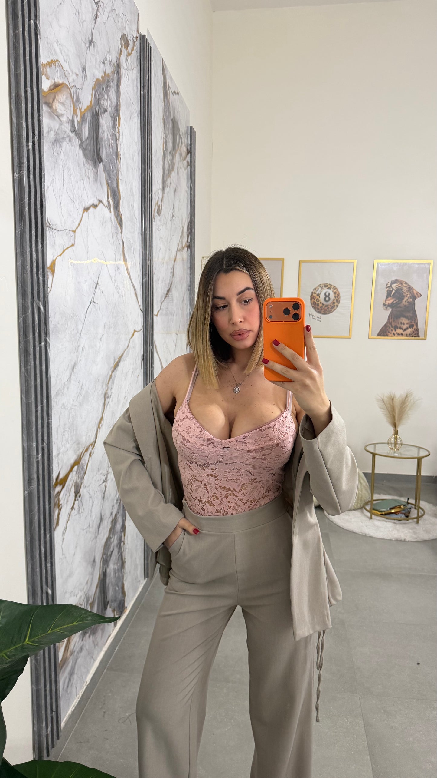 Body pink merletto