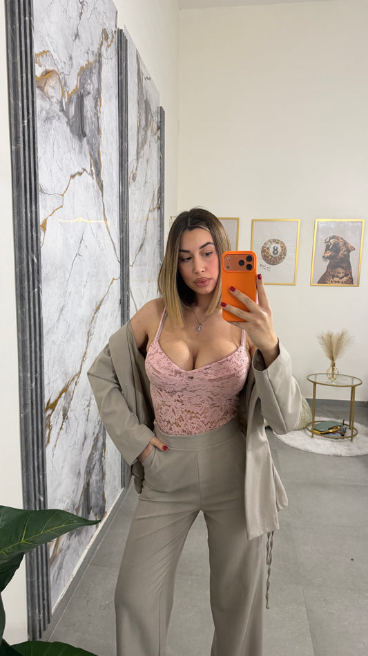 Body pink merletto