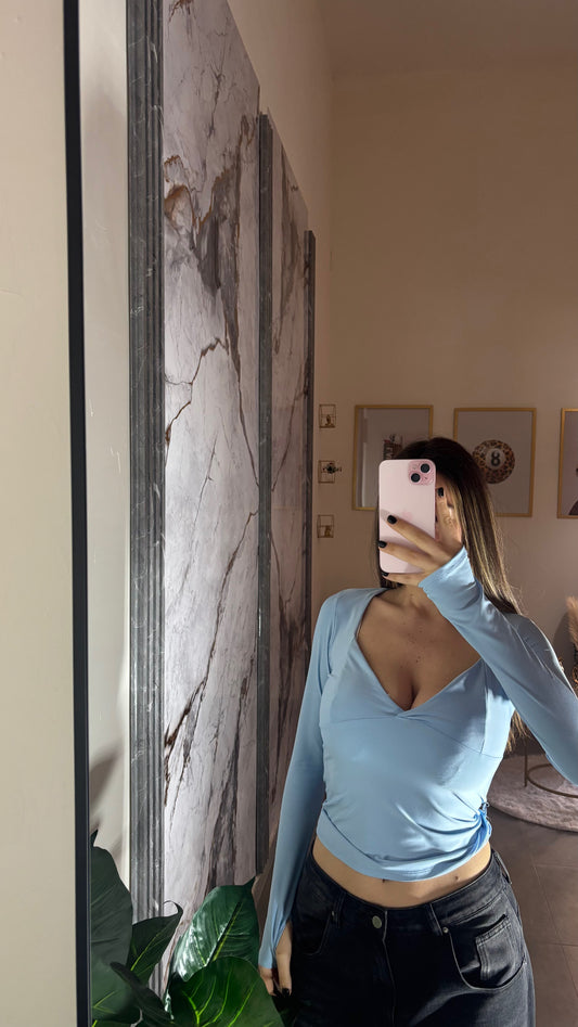 Shirt celeste manica a guanto