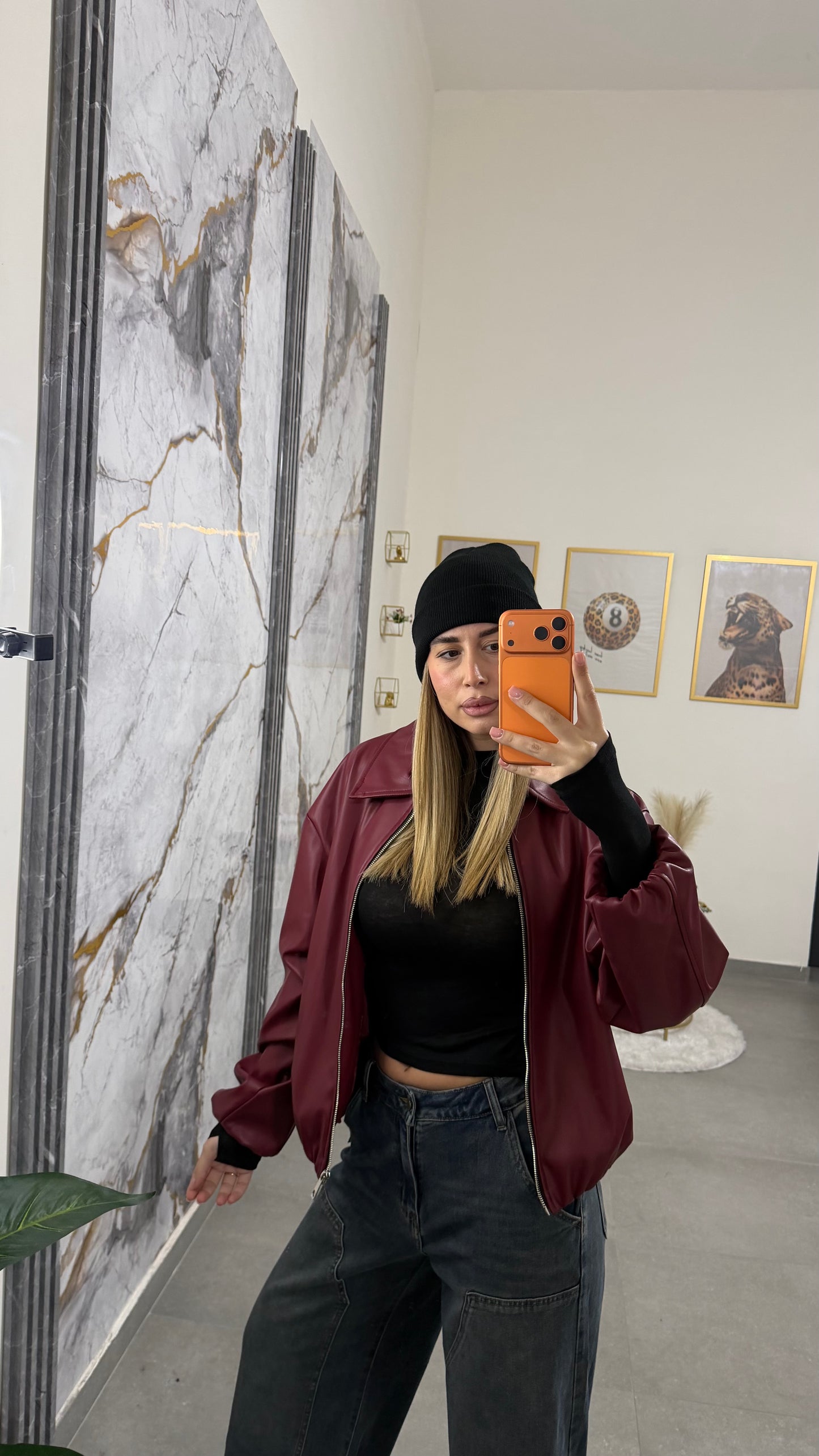 Bomber eco- pelle bordeaux