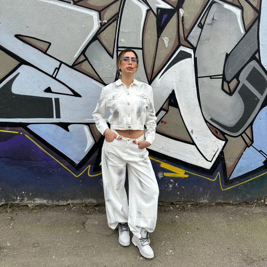 Coordinato in denim bianco
